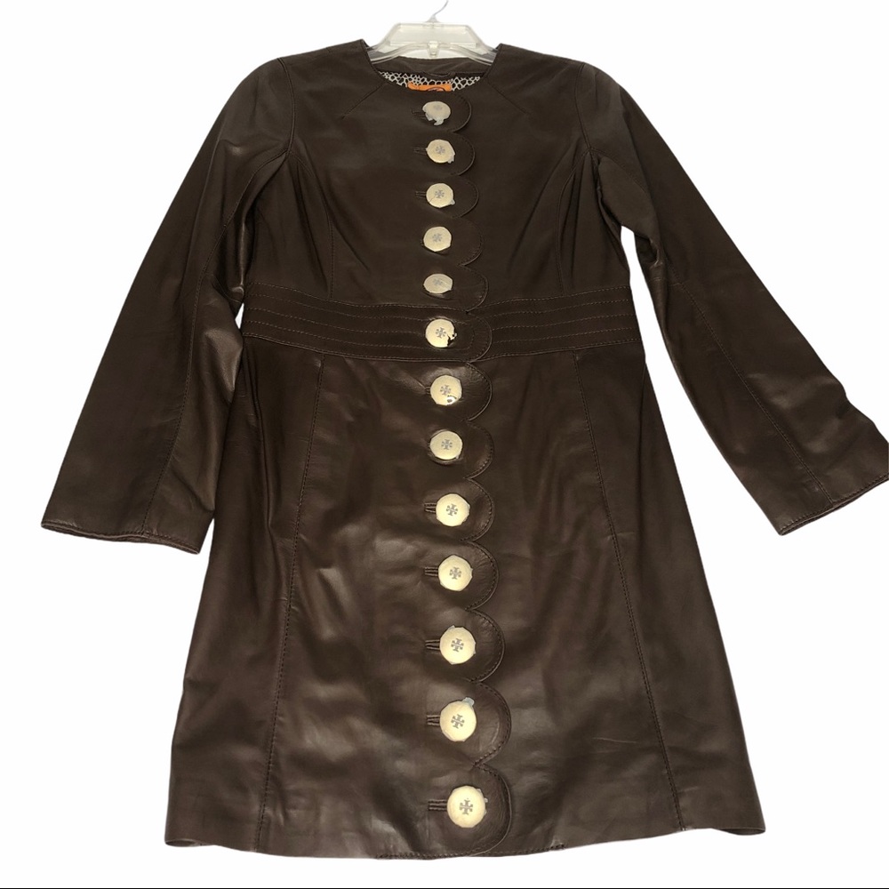 LAST DAY FINAL PRICE Tory Burch Cordelia Leather Jacket/Dress Brown 4 - Picture 4 of 14